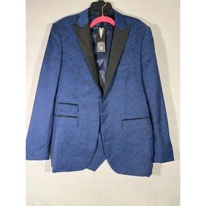 Boyland Paisley Jacquard Tuxedo Jacket Vest Set Men XL Blue Formal Evening Wear